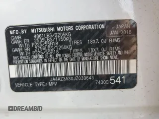 2018 Mitsubishi Outlander ES z VIN JA4AZ3A3XJZ039643, wystawiony jako Copart lot #54009855 z przebiegiem 77 890 mil mil oraz Szkoda całkowita • Salvage title. Historia ofert i sprzedaży dostępna na DreamBid. Obrazek 13.
