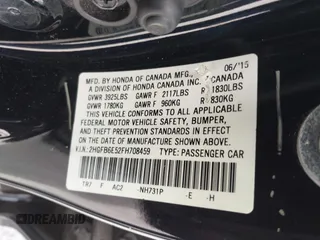 2015 Honda Civic Si with VIN 2HGFB6E52FH708459, listed as a IAAI auction lot 42438792 with 199,507 mi miles and . Bid and sale history available at DreamBid. Image 9.