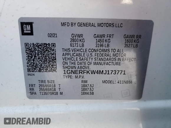 2021 Chevrolet Traverse LS with VIN 1GNERFKW4MJ173771, listed as a Copart auction lot 45528905 with 42,808 mi miles and Salvage Title. Bid and sale history available at carsss.com. Image 12.