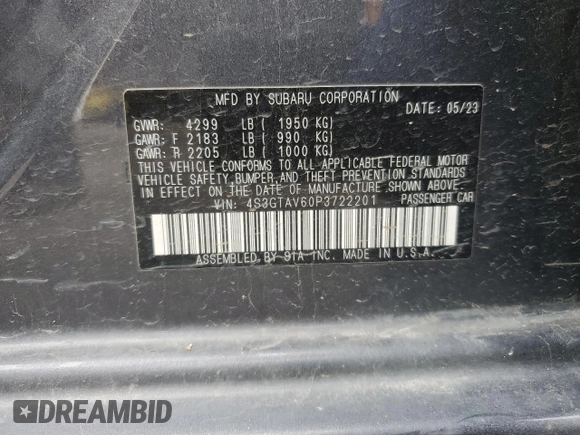 2023 Subaru Impreza Premium z VIN 4S3GTAV60P3722201, wystawiony jako Copart lot #58667795 z przebiegiem 14 742 mil mil oraz Szkoda całkowita • Salvage title. Historia ofert i sprzedaży dostępna na DreamBid. Obrazek 12.