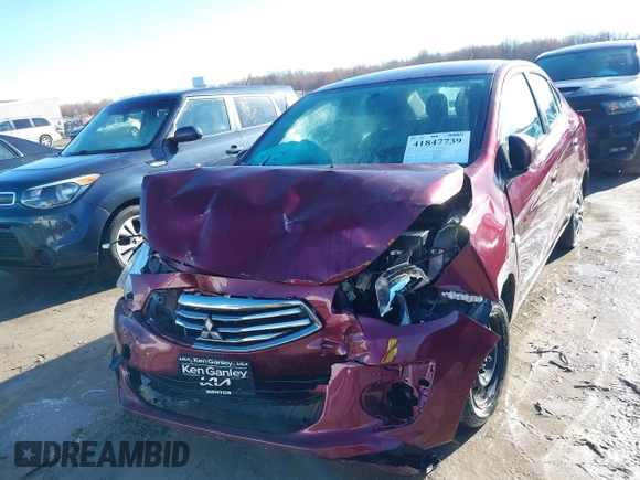 2018 Mitsubishi Mirage G4 ES with VIN ML32F3FJXJHF14343, listed as a IAAI auction lot 41847739 with 95,302 mi miles. Bid and sale history available at carsss.com. Image 6.