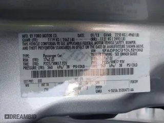 2013 Ford C-Max Energi SEL with VIN 1FADP5CU1DL521392, listed as a IAAI auction lot 41976775 with 121,715 mi miles. Bid and sale history available at carsss.com. Image 9.