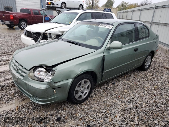 2003 Hyundai Accent GL with VIN KMHCG35C23U264701, listed as a Copart auction lot 80029154 with 142,090 mi miles and Salvage Title. Bid and sale history available at carsss.com. Image 1.