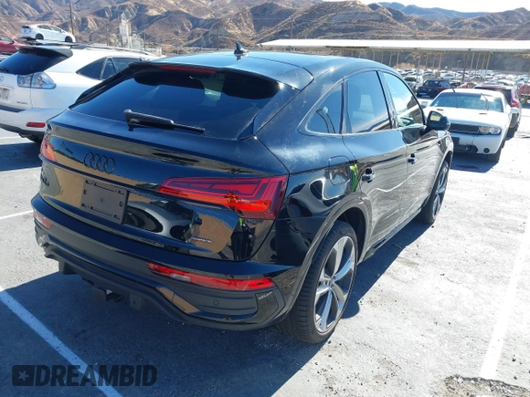 2023 Audi Q5 Sportback S line Premium Plus with VIN WA15AAFY8P2176437, listed as a IAAI auction lot 41352886 with 7,639 mi miles and . Bid and sale history available at DreamBid. Image 4.