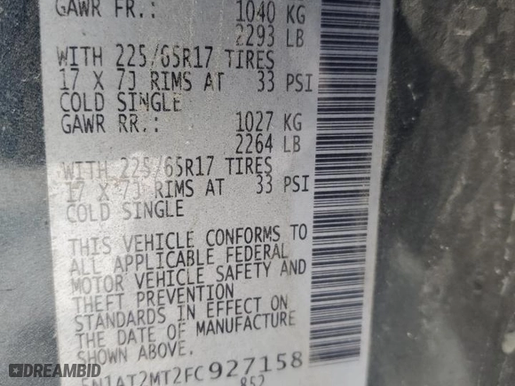 2015 Nissan Rogue S with VIN 5N1AT2MT2FC927158, listed as a Copart auction lot 52344415 with 137,165 mi miles and Salvage Title. Bid and sale history available at carsss.com. Image 14.
