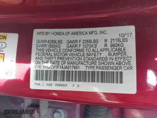 2018 Honda Accord Sedan LX 1.5T with VIN 1HGCV1F14JA017661, listed as a IAAI auction lot 41649632 with 102,351 mi miles. Bid and sale history available at carsss.com. Image 9.