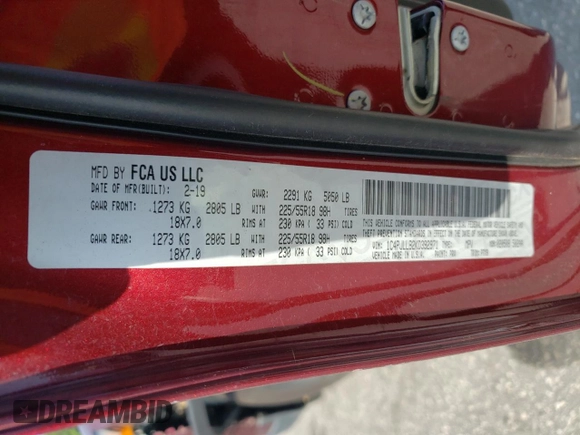 2019 Jeep Cherokee Altitude with VIN 1C4PJLLB2KD392971, listed as a Copart auction lot 59190355 with 163,471 mi miles and Salvage title. Bid and sale history available at DreamBid. Image 13.