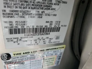 2007 Ford Freestyle SEL with VIN 1FMDK02137GA22864, listed as a Copart auction lot 73942603 with 134,137 mi miles and Salvage Title. Bid and sale history available at carsss.com. Image 13.