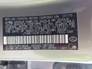 2015 Lexus ES 330 with VIN JTHBK1GG4F2210821, listed as a IAAI auction lot 41999107 with 140,551 mi miles and . Bid and sale history available at DreamBid. Image 9.