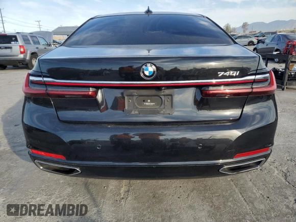 2020 BMW 7 Series 740i with VIN WBA7T2C01LGL17386, listed as a Copart auction lot 49496215 with 44,801 mi miles and Salvage title. Bid and sale history available at DreamBid. Image 6.