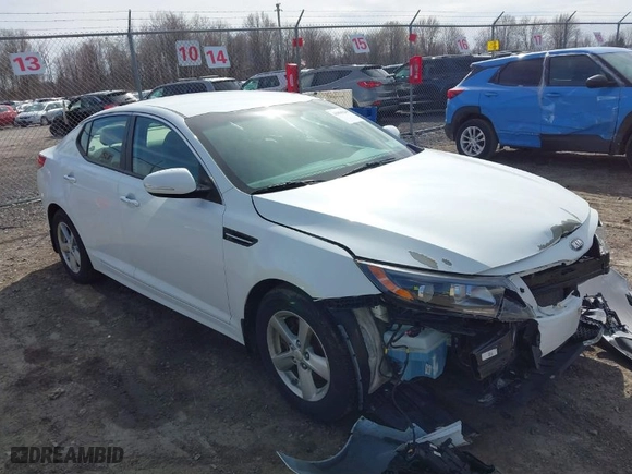 2015 Kia Optima LX with VIN 5XXGM4A78FG366057, listed as a IAAI auction lot 41804245 with 75,502 mi miles. Bid and sale history available at carsss.com. Image 1.