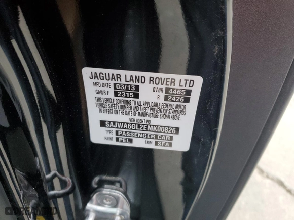 2014 Jaguar F-TYPE V8 S with VIN SAJWA6GL2EMK00826, listed as a Copart auction lot 71626004 with 0 mi miles and Salvage Title. Bid and sale history available at carsss.com. Image 12.