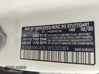 2020 Mercedes-Benz GLB 250 z VIN W1N4M4GB5LW030089, wystawiony jako IAAI lot #41952521 z przebiegiem 35 817 mil mil oraz . Historia ofert i sprzedaży dostępna na DreamBid. Obrazek 9.