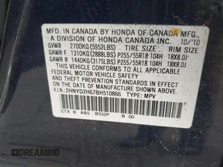 2011 Acura MDX Tech Pkg with VIN 2HNYD2H67BH510866, listed as a IAAI auction lot 42009473 with 1 mi miles. Bid and sale history available at carsss.com. Image 9.