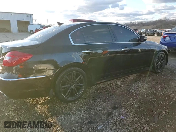2013 Hyundai Genesis 3.8L with VIN KMHGC4DD0DU227354, listed as a Copart auction lot 46802225 with 157,652 mi miles and Salvage Title. Bid and sale history available at carsss.com. Image 13.