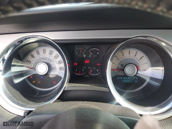 2012 Ford Mustang V6 Premium with VIN 1ZVBP8AM0C5215760, listed as a Copart auction lot 43561855 with 123,822 mi miles and Salvage Title. Bid and sale history available at carsss.com. Image 9.