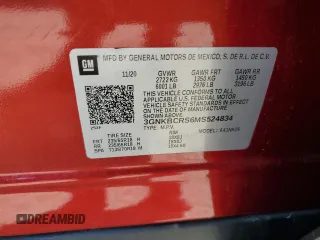 2021 Chevrolet Blazer LT z VIN 3GNKBCRS6MS524834, wystawiony jako Copart lot #63138245 z przebiegiem 28 387 mil mil oraz Nie do naprawy • Non repairable. Historia ofert i sprzedaży dostępna na DreamBid. Obrazek 13.