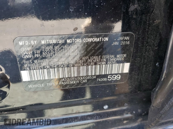 2016 Mitsubishi Lancer ES with VIN JA32U2FU3GU008534, listed as a Copart auction lot 66683514 with Not Provided miles and Salvage Title. Bid and sale history available at DreamBid. Image 12.