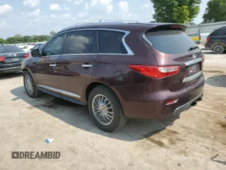 2013 Infiniti JX35 with VIN 5N1AL0MM0DC311047, listed as a Copart auction lot 65071224 with 187,856 mi miles and Salvage Title. Bid and sale history available at carsss.com. Image 2.