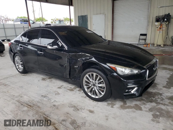 2020 Infiniti Q50 Luxe with VIN JN1EV7AP7LM201177, listed as a Copart auction lot 59437585 with 64,267 mi miles and Non repairable. Bid and sale history available at DreamBid. Image 4.