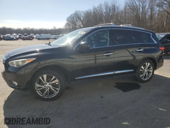 2013 Infiniti JX35 with VIN 5N1AL0MM0DC332268, listed as a Copart auction lot 48032795 with 150,219 mi miles and Salvage Title. Bid and sale history available at DreamBid. Image 1.