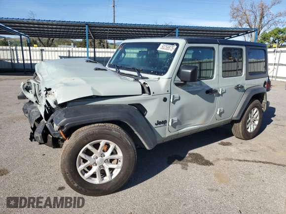 2023 Jeep Wrangler Sport S with VIN 1C4HJXDG5PW623797, listed as a Copart auction lot 50258875 with 16,518 mi miles and Salvage Title. Bid and sale history available at DreamBid. Image 1.