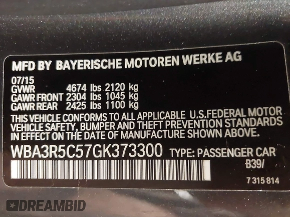 2016 BMW 4 Series 435i xDrive с VIN WBA3R5C57GK373300, выставлен на аукционе IAAI как лот 42197634 с пробегом 93 889 миль миль и . История ставок и продаж доступна на DreamBid. Изображение 9.