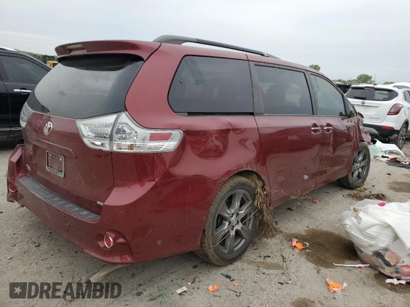 2017 Toyota Sienna SE with VIN 5TDXZ3DC5HS858275, listed as a Copart auction lot 53954505 with 38,870 mi miles and Salvage title. Bid and sale history available at DreamBid. Image 3.