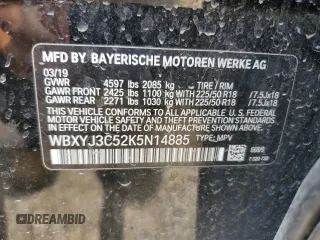 2019 BMW X2 sDrive28i with VIN WBXYJ3C52K5N14885, listed as a Copart auction lot 54079395 with 91,564 mi miles and Salvage title. Bid and sale history available at DreamBid. Image 12.