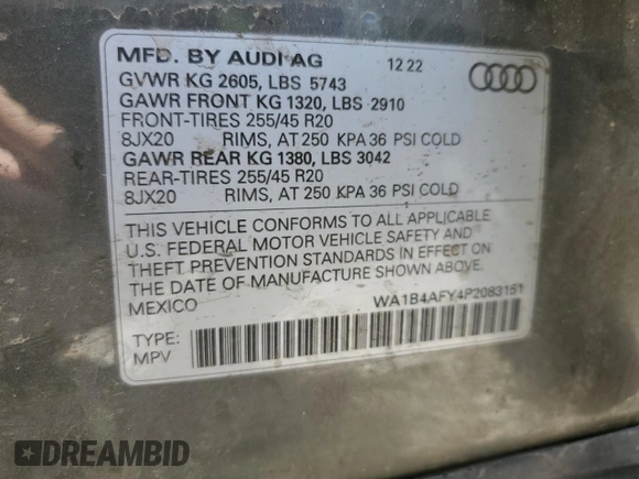 2023 Audi SQ5 Premium Plus z VIN WA1B4AFY4P2083151, wystawiony jako Copart lot #58185645 z przebiegiem 57 751 mil mil oraz Szkoda całkowita • Salvage title. Historia ofert i sprzedaży dostępna na DreamBid. Obrazek 13.