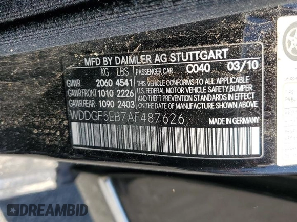2010 Mercedes-Benz C 300 Sport with VIN WDDGF5EB7AF487626, listed as a Copart auction lot 62944095 with 105,997 mi miles and Clean title. Bid and sale history available at DreamBid. Image 13.