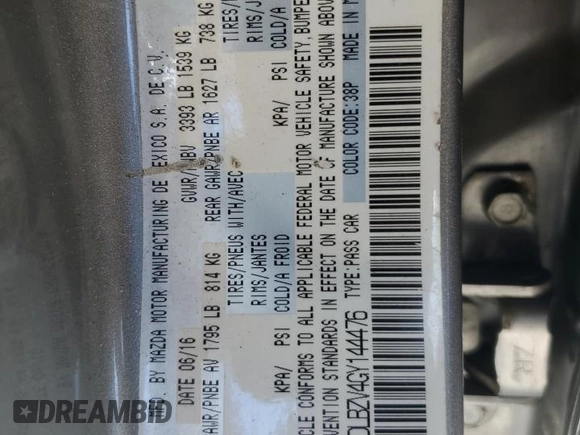 2016 Scion iA z VIN 3MYDLBZV4GY144476, wystawiony jako Copart lot #47667595 z przebiegiem 55 060 mil mil oraz Szkoda całkowita • Salvage title. Historia ofert i sprzedaży dostępna na DreamBid. Obrazek 12.