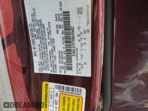 2017 Lincoln MKZ Select z VIN 3LN6L5C97HR649682, wystawiony jako Copart lot #55233965 z przebiegiem 104 727 mil mil oraz Szkoda całkowita • Salvage title. Historia ofert i sprzedaży dostępna na DreamBid. Obrazek 12.