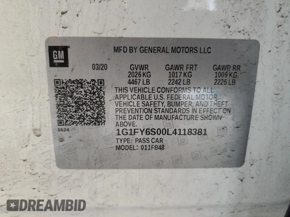 2020 Chevrolet Bolt EV LT z VIN 1G1FY6S00L4118381, wystawiony jako Copart lot #58936645 z przebiegiem 29 539 mil mil oraz Nie do naprawy • Non repairable. Historia ofert i sprzedaży dostępna na DreamBid. Obrazek 12.