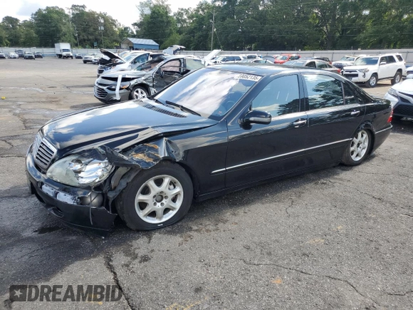 2002 Mercedes-Benz S 500 with VIN WDBNG75J92A289239, listed as a Copart auction lot 59052135 with Not provided miles and Salvage title. Bid and sale history available at DreamBid. Image 1.