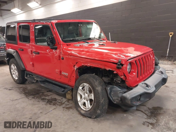 2020 Jeep Wrangler Unlimited Sport z VIN 1C4HJXDG6LW102873, wystawiony jako IAAI lot #41232881 z przebiegiem 42 315 mil mil oraz . Historia ofert i sprzedaży dostępna na DreamBid. Obrazek 1.