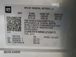 2021 Chevrolet Traverse LS with VIN 1GNERFKW6MJ210870, listed as a Copart auction lot 51370535 with Not Provided miles and Salvage Title. Bid and sale history available at carsss.com. Image 16.