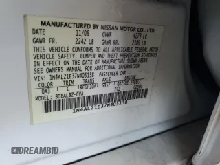 2007 Nissan Altima 2.5 with VIN 1N4AL21E37N405158, listed as a Copart auction lot 47468655 with 214,579 mi miles and Salvage Title. Bid and sale history available at carsss.com. Image 14.
