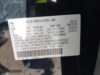 2022 Acura MDX w/A-Spec Package with VIN 5J8YE1H02NL002158, listed as a IAAI auction lot 41633998 with 105,000 mi miles. Bid and sale history available at carsss.com. Image 9.