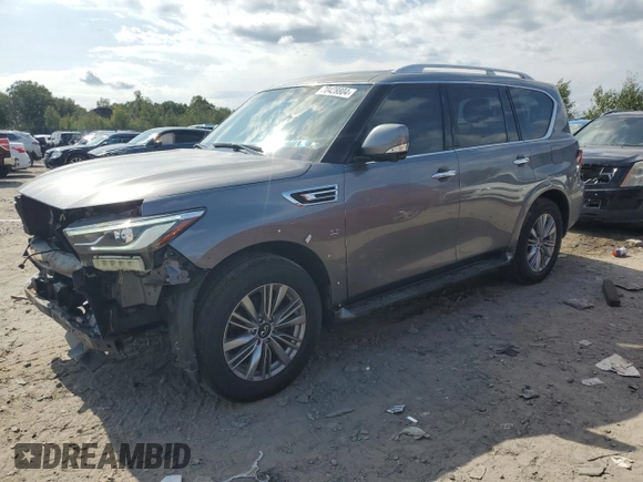 2019 Infiniti QX80 LUXE with VIN JN8AZ2NE3K9236932, listed as a Copart auction lot 70428804 with 82,166 mi miles and Salvage Title. Bid and sale history available at carsss.com. Image 1.