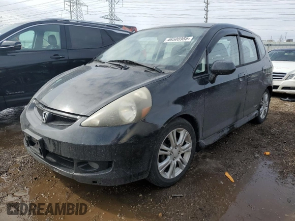 2008 Honda Fit Sport with VIN JHMGD386X8S021501, listed as a Copart auction lot 46508985 with 196,303 mi miles and Salvage Title. Bid and sale history available at carsss.com. Image 1.