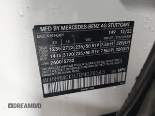 2024 Mercedes-Benz EQB 300 z VIN W1N9M0KB7RN078343, wystawiony jako IAAI lot #42091682 z przebiegiem 536 mil mil oraz . Historia ofert i sprzedaży dostępna na DreamBid. Obrazek 9.