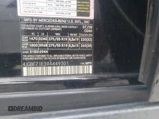 2009 Mercedes-Benz GL-Class 4.6L with VIN 4JGBF71E39A449301, listed as a Copart auction lot 76270754 with 115,009 mi miles and Salvage Title. Bid and sale history available at carsss.com. Image 13.