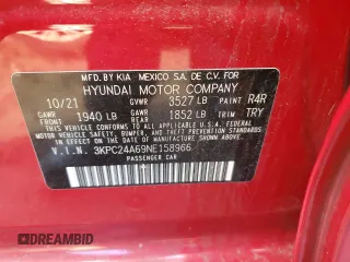2022 Hyundai Accent SEL with VIN 3KPC24A69NE158966, listed as a Copart auction lot 76944753 with 45,470 mi miles. Bid and sale history available at carsss.com. Image 12.