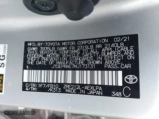 2021 Toyota Corolla LE with VIN JTDEPMAE7MJ173131, listed as a IAAI auction lot 41372716 with 58,677 mi miles. Bid and sale history available at carsss.com. Image 9.