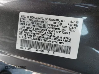 2015 Honda Odyssey EX-L z VIN 5FNRL5H61FB126947, wystawiony jako IAAI lot #42165599 z przebiegiem 213 058 mil mil oraz . Historia ofert i sprzedaży dostępna na DreamBid. Obrazek 9.
