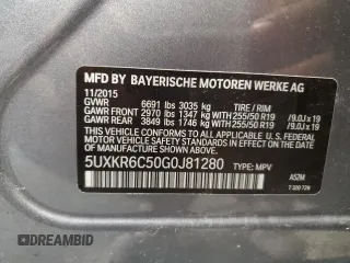 2016 BMW X5 xDrive50i with VIN 5UXKR6C50G0J81280, listed as a Copart auction lot 54184585 with 0 mi miles and Clean Title. Bid and sale history available at carsss.com. Image 13.