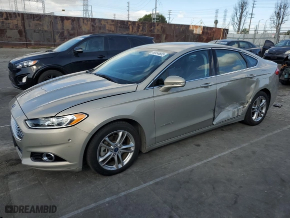 2015 Ford Fusion Titanium Hybrid with VIN 3FA6P0RU7FR105628, listed as a Copart auction lot 46954605 with 112,558 mi miles and Salvage Title. Bid and sale history available at carsss.com. Image 1.