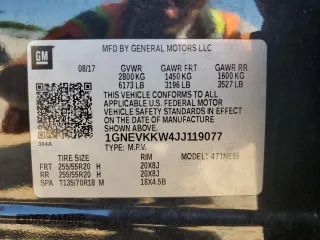 2018 Chevrolet Traverse High Country z VIN 1GNEVKKW4JJ119077, wystawiony jako Copart lot #52492365 z przebiegiem 213 308 mil mil oraz Szkoda całkowita • Salvage title. Historia ofert i sprzedaży dostępna na DreamBid. Obrazek 15.