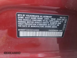 2013 Volkswagen CC Lux with VIN WVWRP7AN4DE566869, listed as a Copart auction lot 69658224 with 91,789 mi miles and Salvage Title. Bid and sale history available at carsss.com. Image 13.